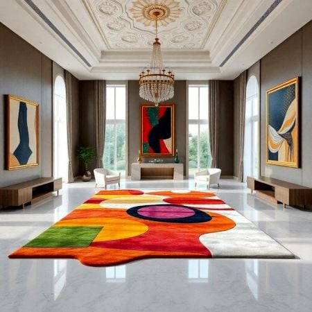Handcrafted Geometric Multicolor Abstract Modern Rug